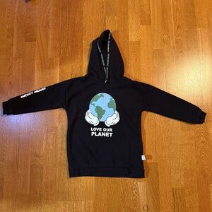 Primark Mickey Mouse "Love Our Planet" Hoodie Black Youth Size 9-10Yrs 140cm